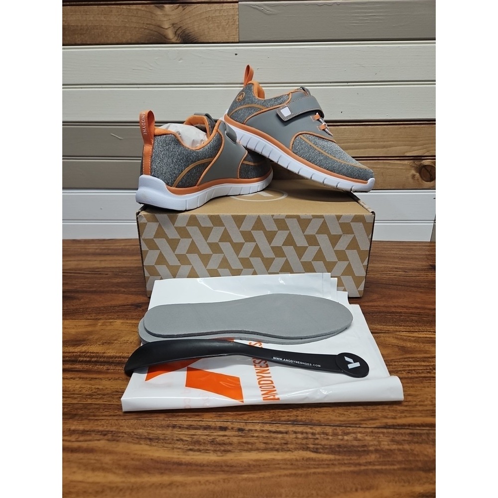 Anodyne No 45 Sport Jogger Mens 8M Grey Orange Walking Diabetic Sneaker NEW